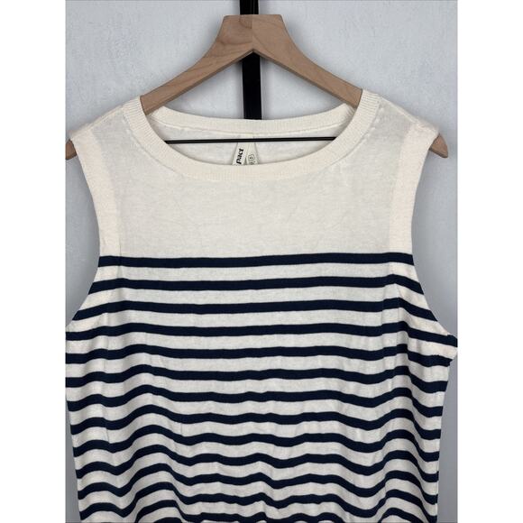 PACT Classic Fine Knit Shell Top Women's XL Blue White Stripe Organic Cotton - Picture 2 of 11